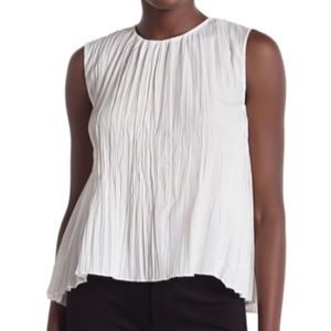 Vince White Pleated Blouse